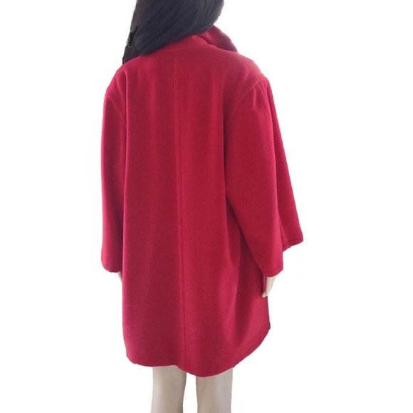 Etienne Aigner Parisian Rouge Red Swing Wool Coat 38 6 M - Picture 5 of 10